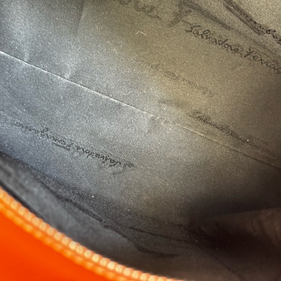 Salvatore Ferragamo Handbag Gancini 2 Way Leather Orange Used - Picture 9 of 10